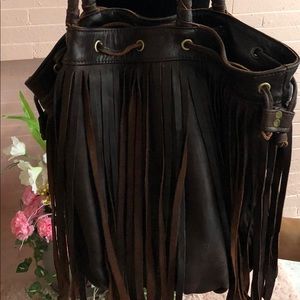 Leather Fringe Tote Bag